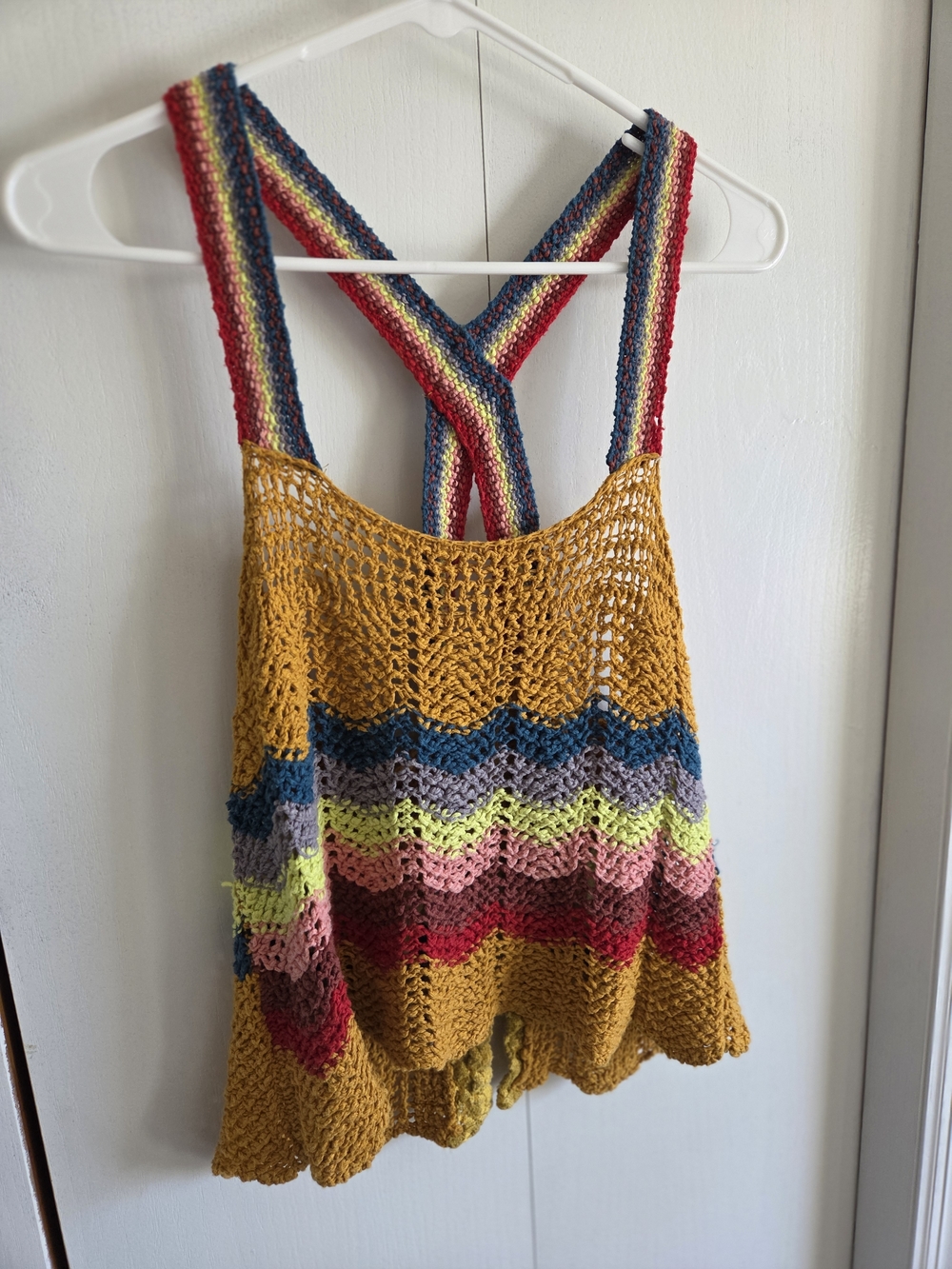 Free People Mustard Crochet Striped Tank Top - Multi - Picture 2 of 11